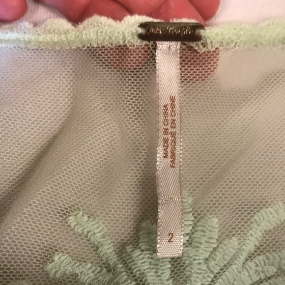 Free people women’s reign over me lace mini dress sz 2 green lined skirt - Picture 9 of 14